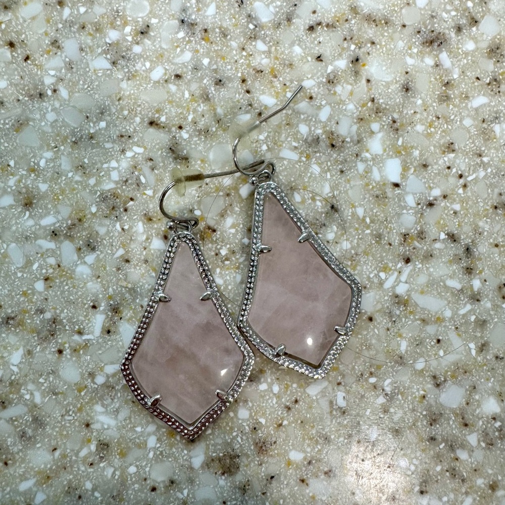 Kendra Scott Silver and Pink Dangle Earrings